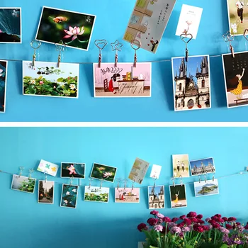 

Photo Rope Clip Set Wrought Iron Polygon Clip Wall Hanging Photo DIY Home Party Wedding Background Wall Decoration Accessories