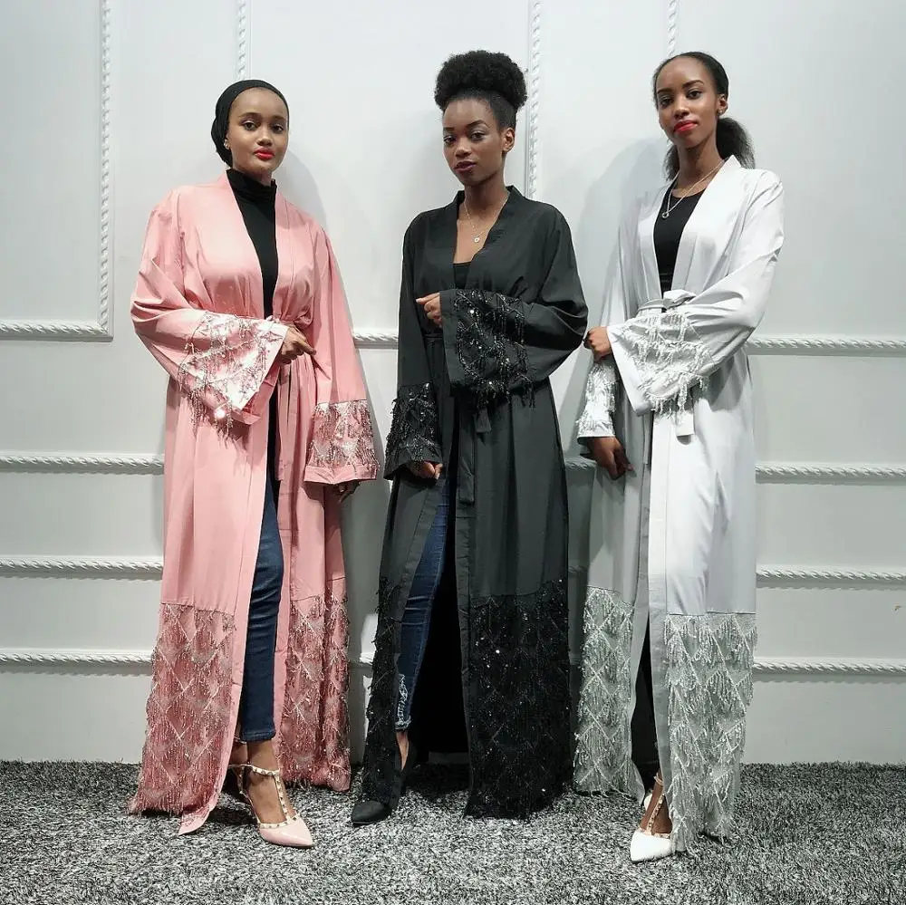 

Cardigan Women Sequined Muslim Hijab Dress Turkish Islamic Clothing gamis muslim wanita Caftan Marocain Abayas Jilbab Qatar Robe
