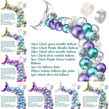

42pcs Gold Green Purple Confetti DIY Mermaid Tail Balloon Garland Theme Mermaid Party Wedding Kids Birthday Party Decor Supplies