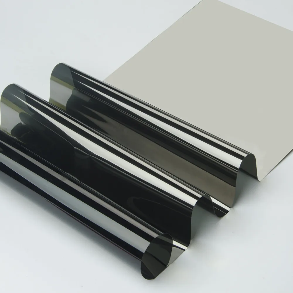SUNICE теплостойкая одностороннее зеркало оконная пленка, виниловая самоклеящаяся светоотражающая Солнечная пленка окно конфиденциальности оттенок для дома 50 см X 300 см - Цвет: Silver Black