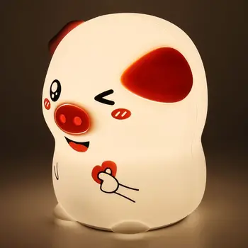 

Cute Pig LED Patted Night Light Cartoon Silicone Touch Lamp Children Gifts