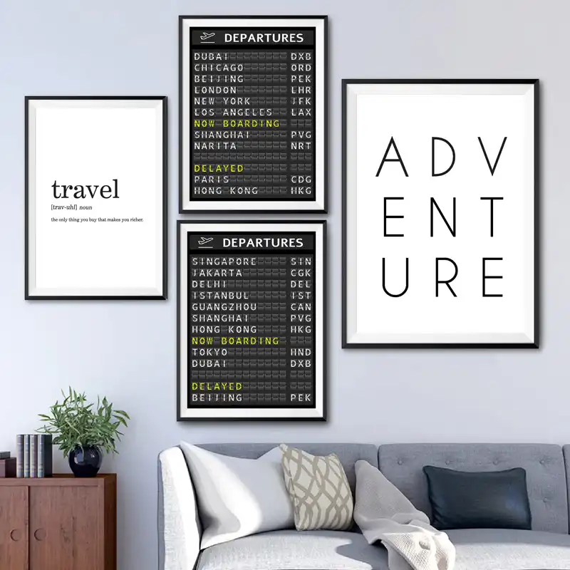 Affiches Et Imprimes De Tableau De Destination D Aeroport Tableau De Voyage Citation De Toile D Art Peinture D Images Decoration De Voyage De Lune De Miel Aliexpress