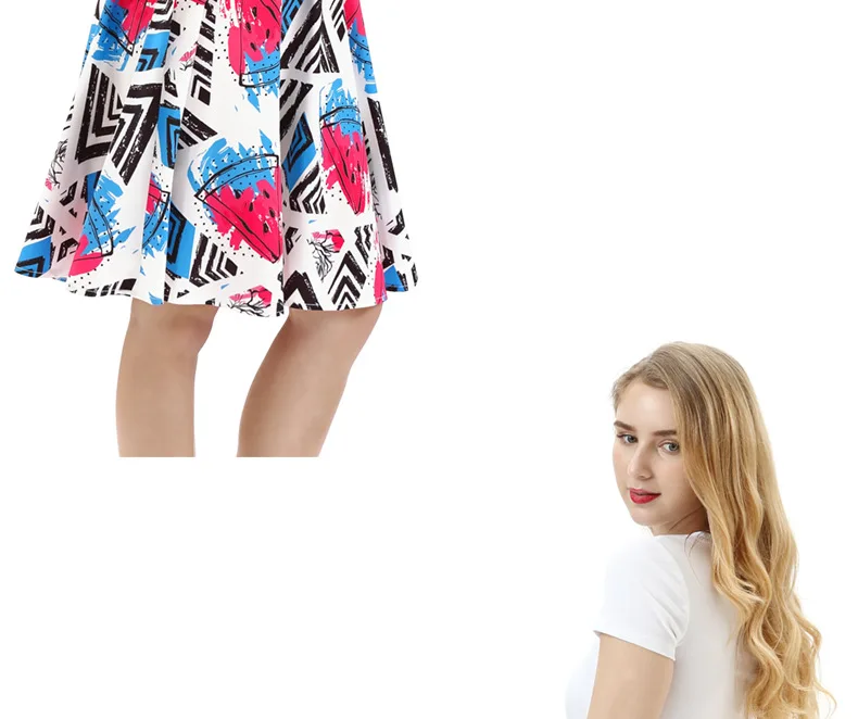 Big Hemline Printed Skirt New Style WOMEN'S Dress-Style Midi-skirt Europe And America Separate Station Cross Border Electricity