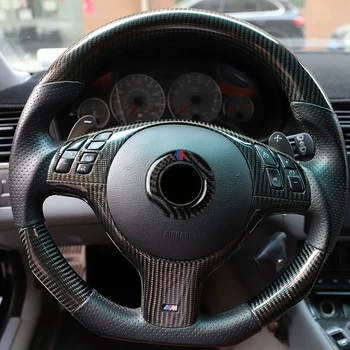 

Car Steering Wheel Center Sticker Carbon Fiber For BMW 3 Series E46 1998-2005