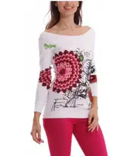 

2021 new high-quality spain Desigual and autumn print women white pullovers