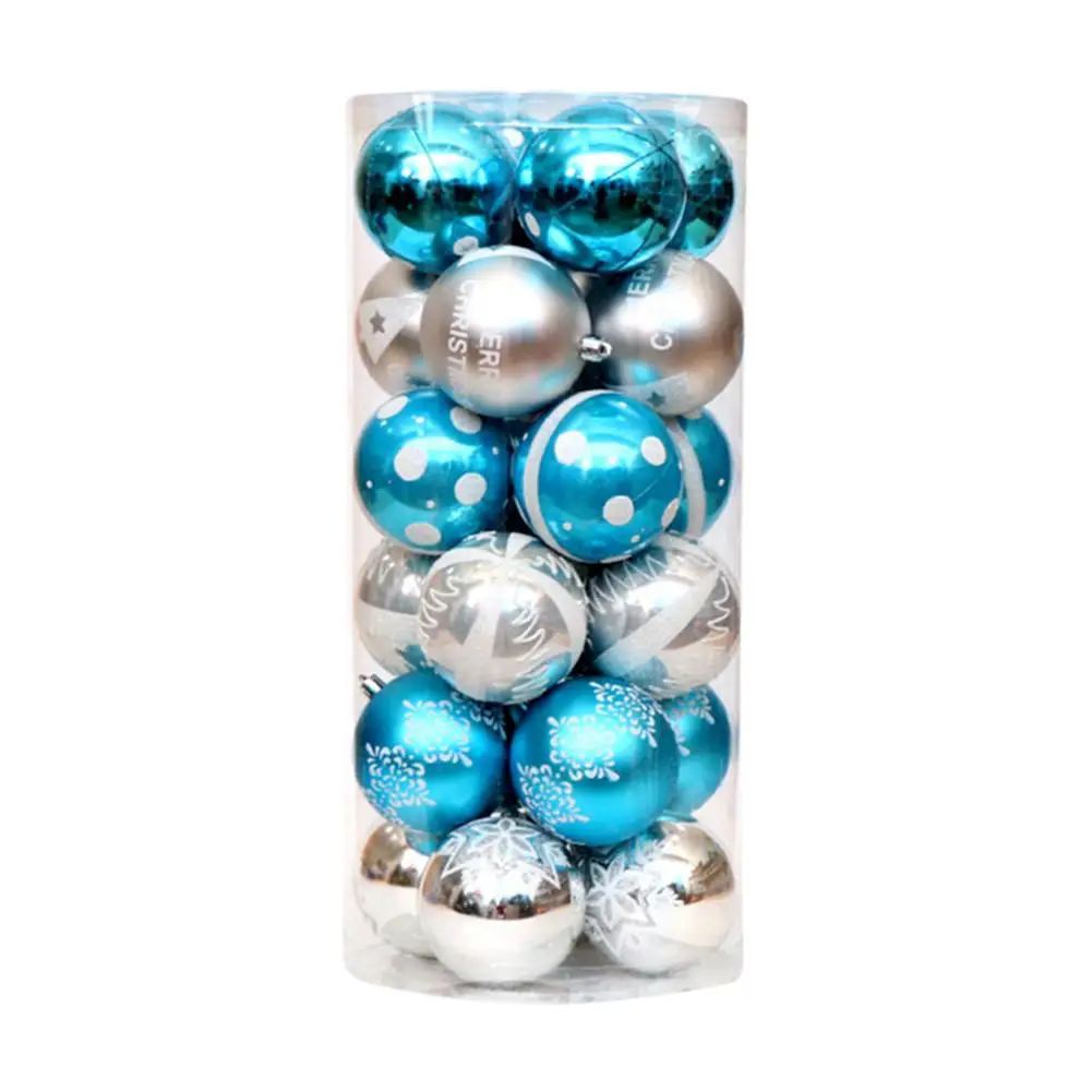 24 шт. 6 см Рождественский шар блестящие Рождественские елочные украшения подвесные рождественские украшения для дома Palline Natale Декор Navidad - Цвет: Blue Silver