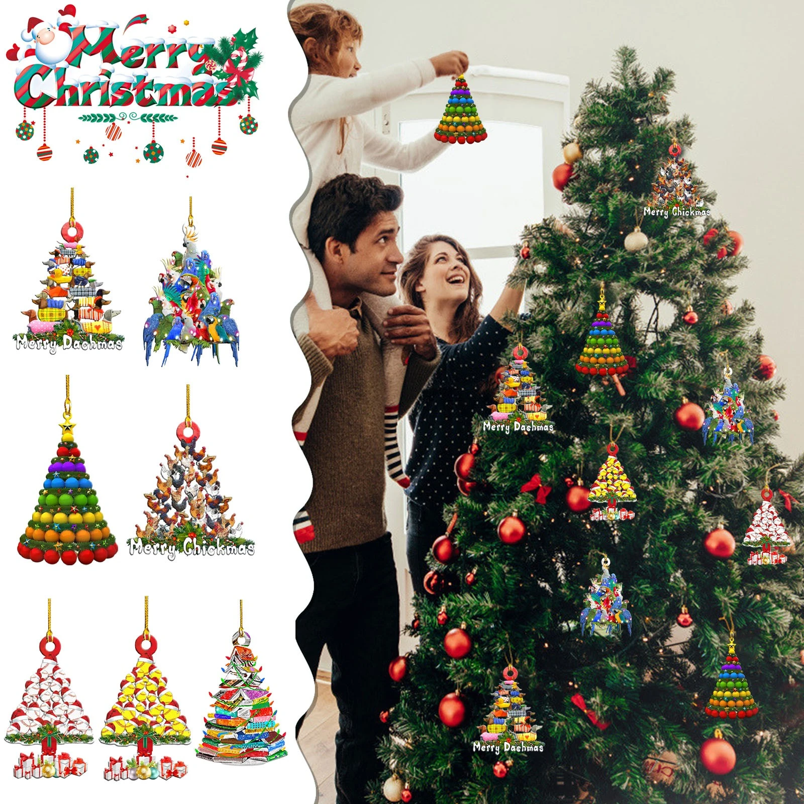 Christmas Theme 2022 2022 New Year 1Pc 3D Christmas Ornament Wooden Pendant Animal Theme  Christmas Tree Pendant Decorative Children's Gift|Pendant & Drop Ornaments|  - Aliexpress