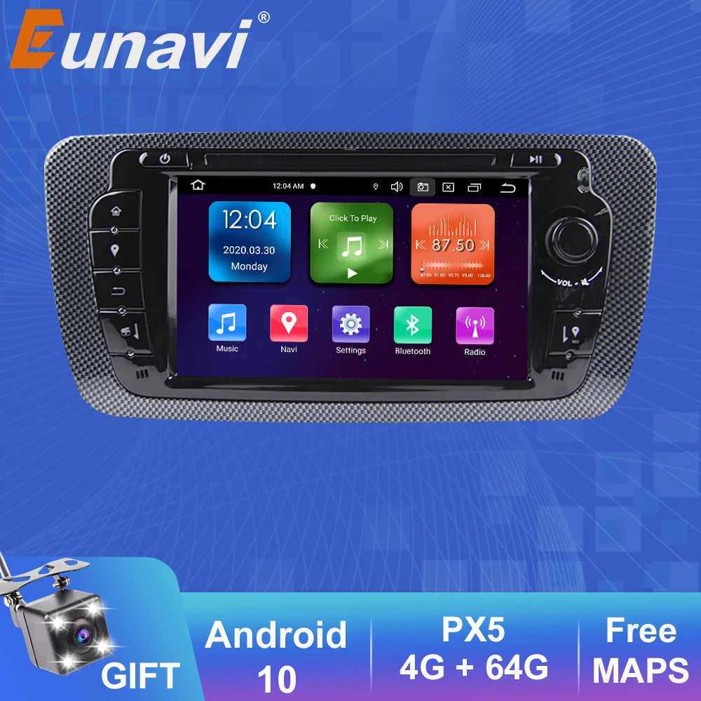 Eunavi Android 10 Автомобильный DVD Радио для Seat Ibiza 6j 2009 2010 2012 2013 Авто GPS навигация