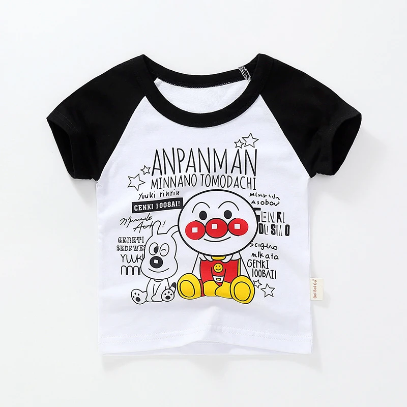 Anpanman/новые детские футболки на лето, детские футболки с рисунками для маленьких мальчиков и девочек, хлопковые топы для малышей от 18 месяцев до 8 лет, 7 цветов - Цвет: Black MBD