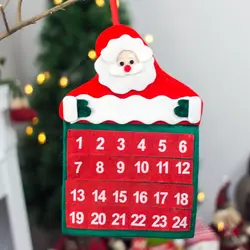 Рождество 24 день Висячие Адвент красный и белый Санта Клаус календарь дизайн нетканые рождественские обратного отсчета украшения Адвент