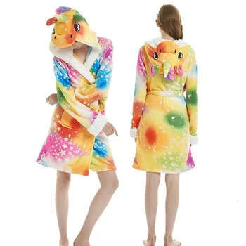 

Women's Bathrobe Unicorn Adults Flannel Bath sexy femme Panda Nightgown Robe kigurumi Pajamas sets sleepshirts robes