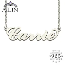 AILIN Custom Carrie Font Year Name Necklace With O-chains Women 925 Sterling Silver Personalized Christmas Jewelry Mother Gifts