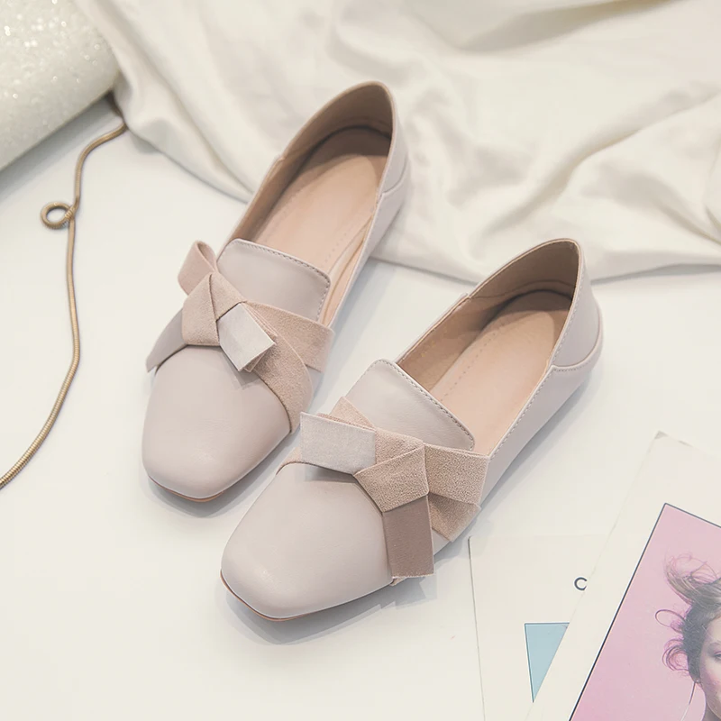

2019 Spring Women Flats Autumn Shoes Slip on Casual Ladies Round Toe Shoes Bow Lazy Fashion Female Loafers Sapato Feminino