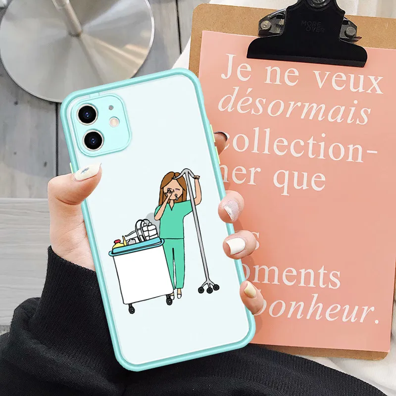 Cartoon Medicine Doctor Nurse Phone Case for IPhone 13 11 Pro 12 Mini XS MAX XR SE2022 7 8 6 Plus Shockproof Cover Clear Fundas 13 pro max case