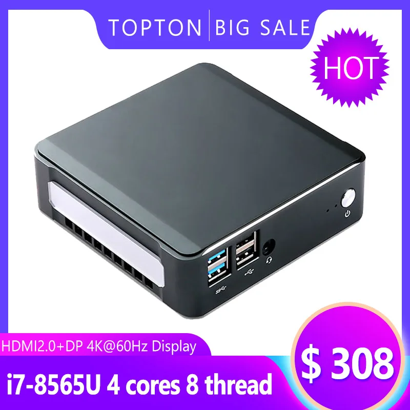 Nuc PC 8 го поколения Intel Core i7 8565U 32 ГБ ОЗУ DDR4 NVME SSD Карманный ПК Windows 10 Pro AC Wifi 4K HTPC HDMI2.0 Type