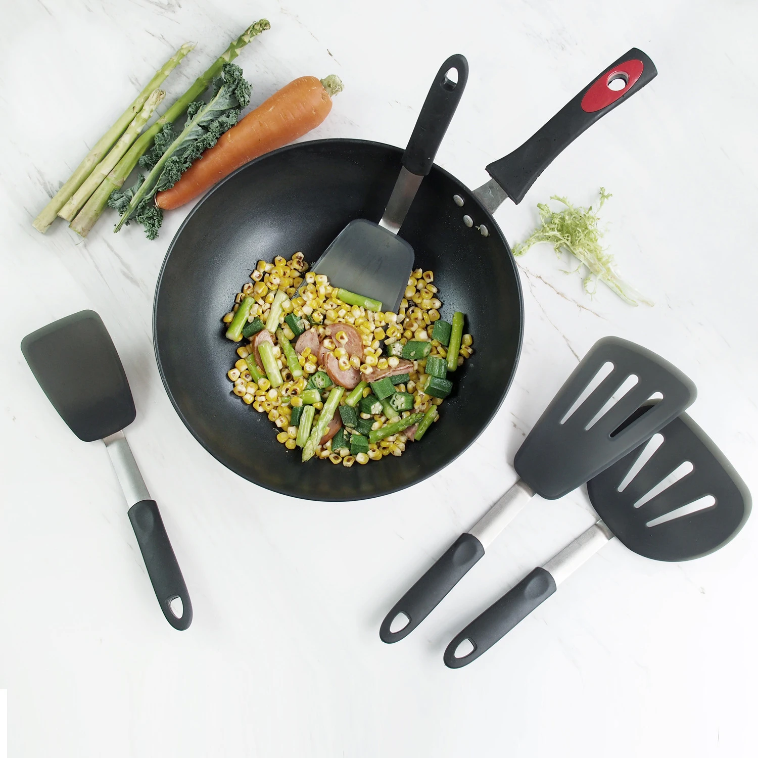 Western-Style High Elastic Ultra-Thin Temperature Resistant Silicone Spatula Slotted Turner New Style Suit | Дом и сад