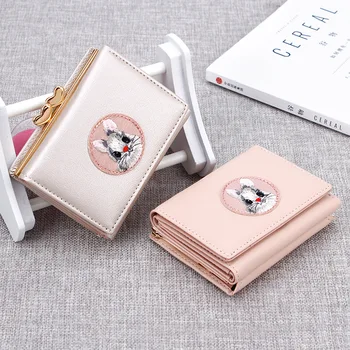 

2019 Short Wallet Women PU Leather Female Solid Money Wallet Casual Coin Purse Card Holder Rabbit Girls Cute Clutch Bag Carteira