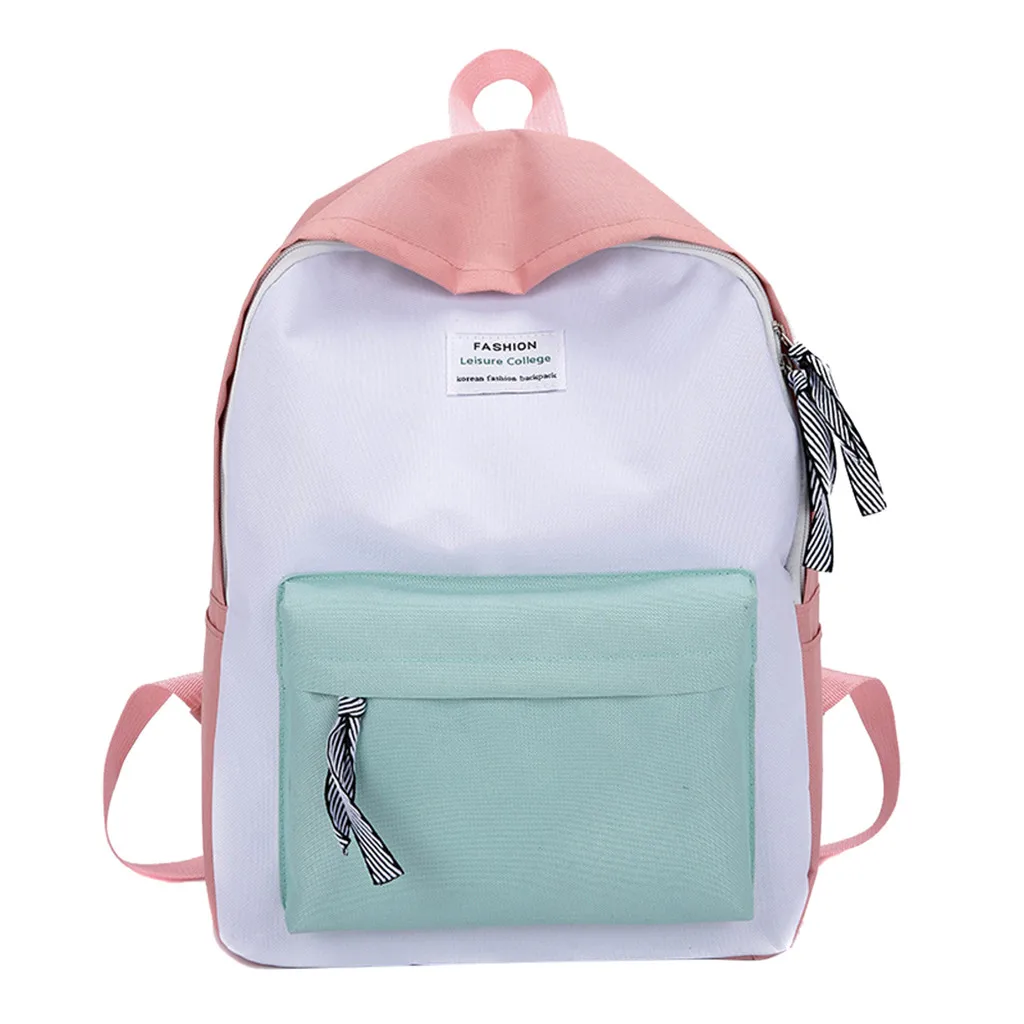 

Female Backpack Couple Schoolbag Travel Hiking Bag Color Block Backpack Collection Luminous Bag Plecaki Szkolne #T3G