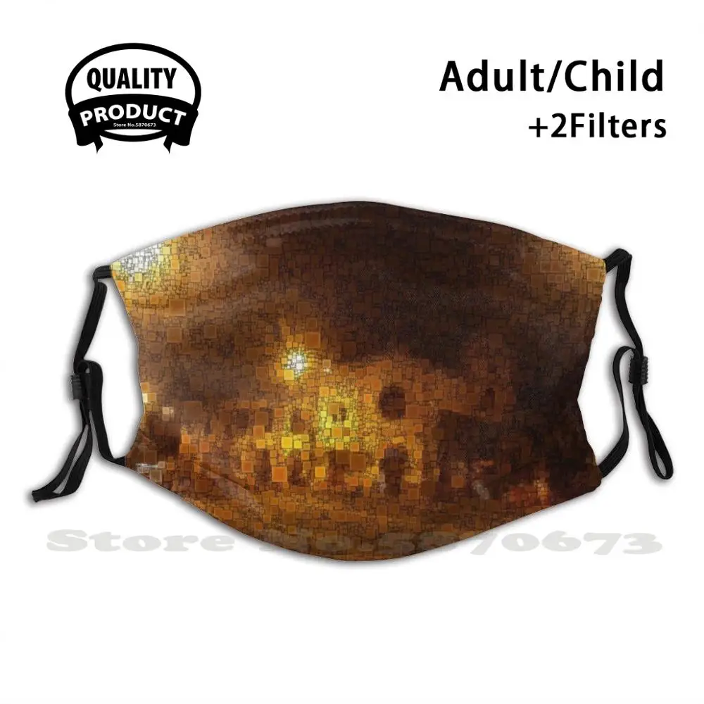 

Nocturnal Town Funny Cool Cloth Mask Nocturnal Town Blocks Squares Ocre Gimp Surreal Abstract Geography Colombia South America