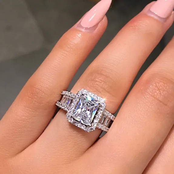 Роскошное модное изысканное кольцо, 925 пробы, серебряные, циркониевые кольца для женщин, обручальное кольцо, женские вечерние ювелирные изделия - Цвет основного камня: Silver