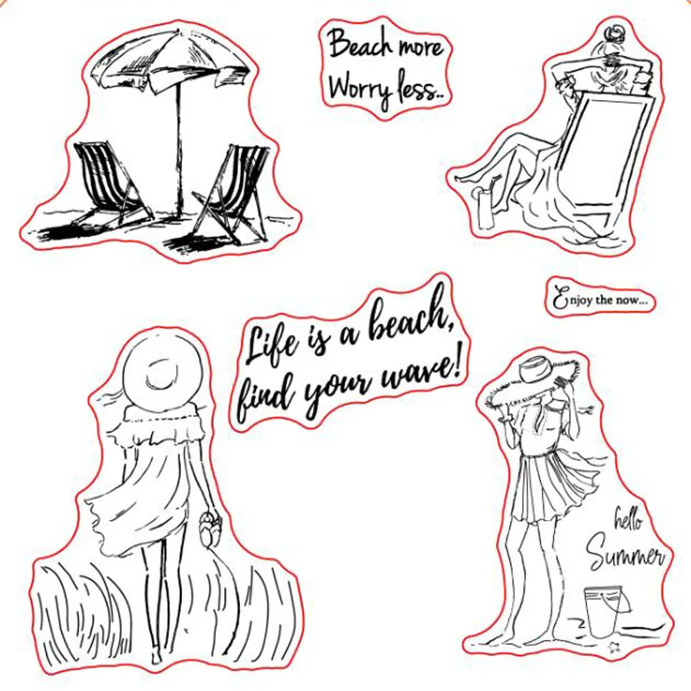 

Beach Summer Transparent Clear Stamps for Scrapbooking Paper Cards Making