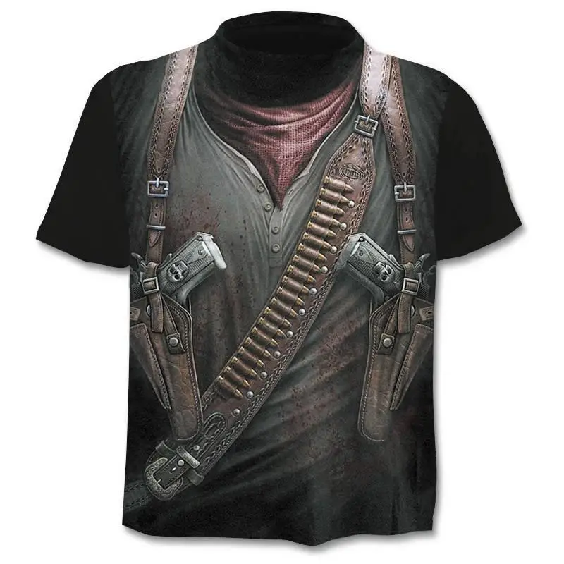 

2020 New Cloudstyle Own Design Men's T shirt 3D Gun Warrior Tshirt Print Knife Harajuku Tops Tee Short Sleeve Fitness t-shirt