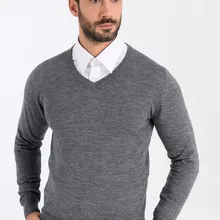 Шерстяной мужской трикотажный свитер Heyss с v-образным вырезом