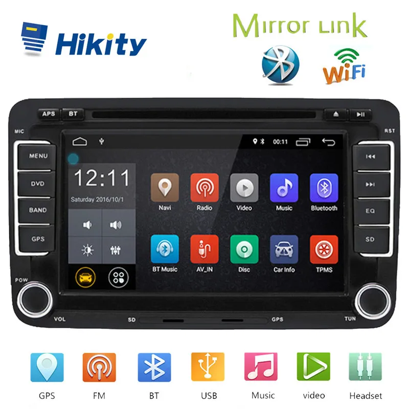 Hikity Автомобильный мультимедийный плеер Android 7,1 gps 2 Din Авто Радио для Volkswagen/Passat/POLO/GOLF/Skoda/Seat/Leon радио Wifi