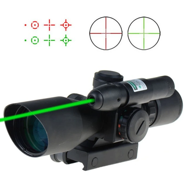 

Tactical 2.5-10x40 Red Green Mil-dot Rifle Compact Scope red w/ Green Rail Laser luneta para rifle airsoft air pistol air weapon