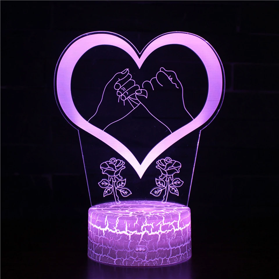 dinosaur night light Romantic Love Led Table Lamp Heart-Shaped Night Lights Home Room Decor Desk Lamp Birthday Present Valentines Day Lovers Gift led night light