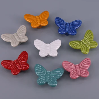 1x vintage Chest drawer knobs Ceramic butterfly kitchen cabinet handle Kids dresser cupboard Wardrobe door Pull