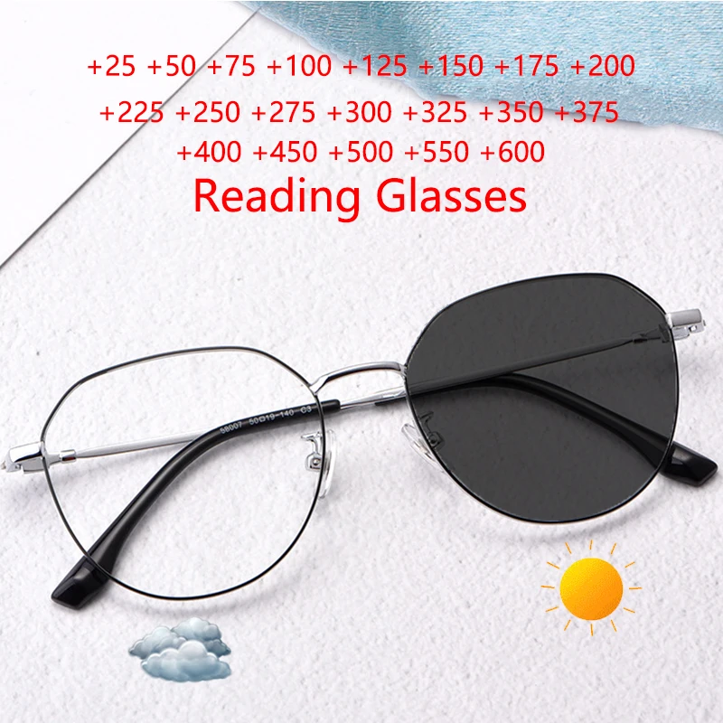 

Titanium Photochromic Reading Glasses Men Women Flexible Presbyopic Glasses Magnifier Ultralight Eyewear Eyeglasses +125+175+225