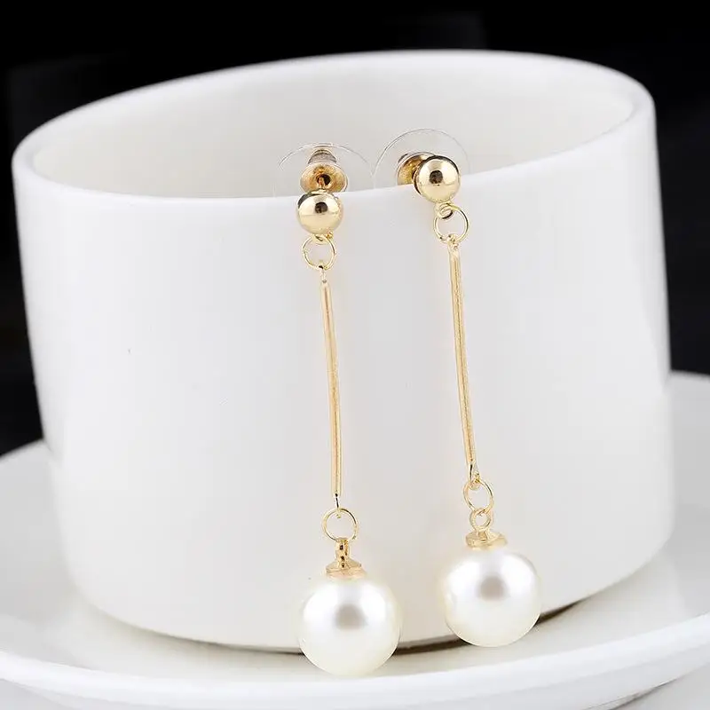 Женские длинные серьги с жемчугом классические элегантные подвески со змеиной