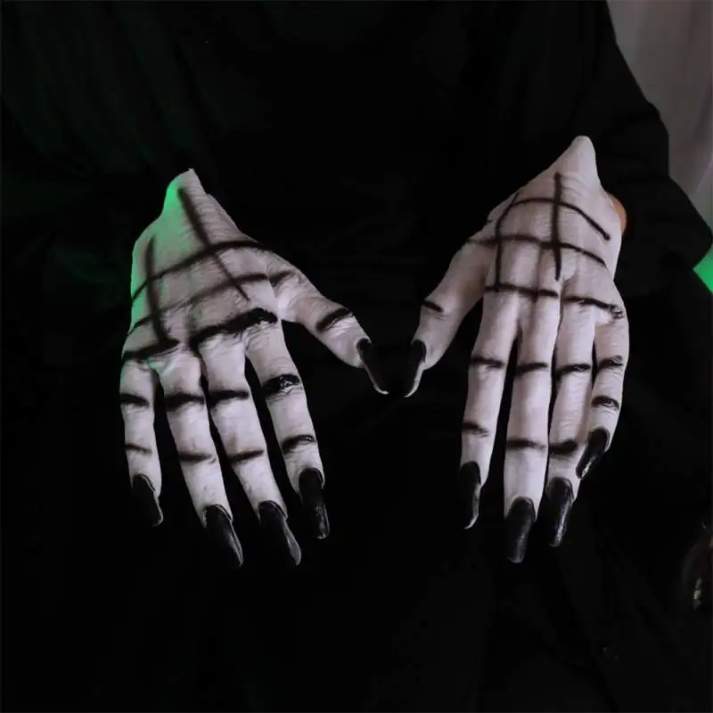 

1 Pair Halloween Ghost Claw Gloves Masquerade Dress Up Props Cosplay Costume Accessory Horror White Devil Hands