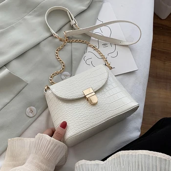 

Pure Color Crocodile Pattern Flap Small Square Bags 2020 Ladies Trend Bags Texture High-end Crossbody Bags Ladies Wallet Novelty
