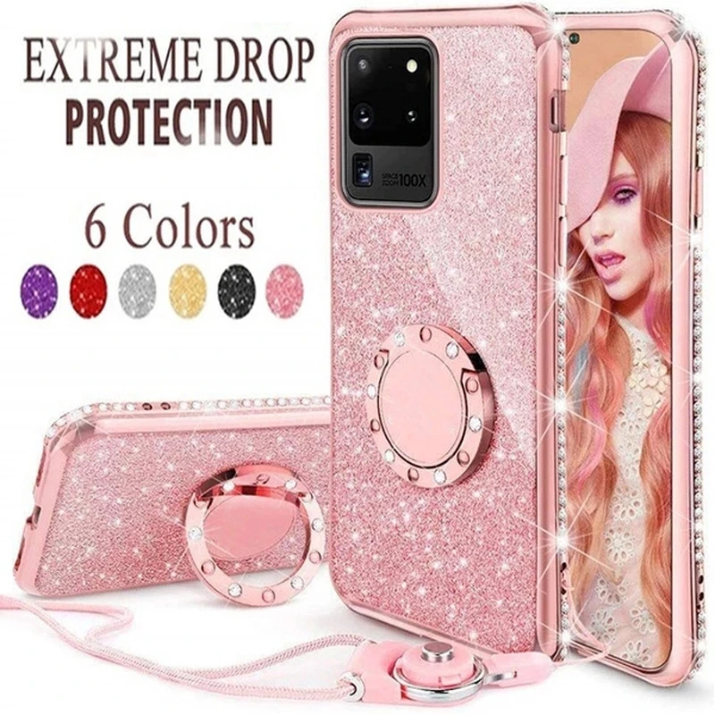 Diamond Ring Phone Case For OPPO Reno ACE 2 2Z 2F 3 4 Lite 4SE 5 Find X2 Pro X3 A55 A93 5G A9 A5 2020 Glitter Soft Silicone Capa | Мобильные