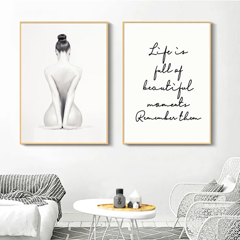 

Sexy Nude Girl Life Quotes Wall Art Canvas Painting Body Art Nordic Posters And Prints Wall Pictures For Living Room Home Decor