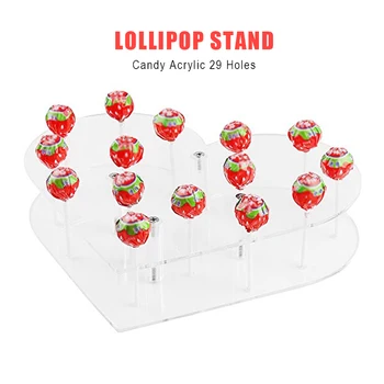 

Birthday Acrylic Bakeware Kitchen Storage Cake Display Party Lollipop Stand DIY Wedding 29 Holes Candy Transparent Heart Shape
