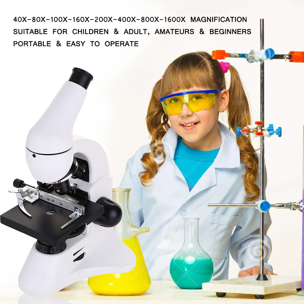 KKmoon оптический 40X-1600X набор микроскопов все металлические биологии студенческие дети класса беспроводные начинающих микроскоп/ЕС Plug