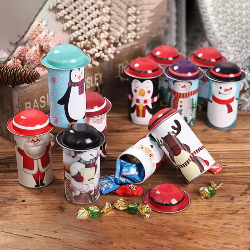 Санта-Клаус, снеговик, карамельная трось сandy cans, железные ящики, детская износостойкость и долговечность, подарок высокой емкости, товары для рождественской вечеринки