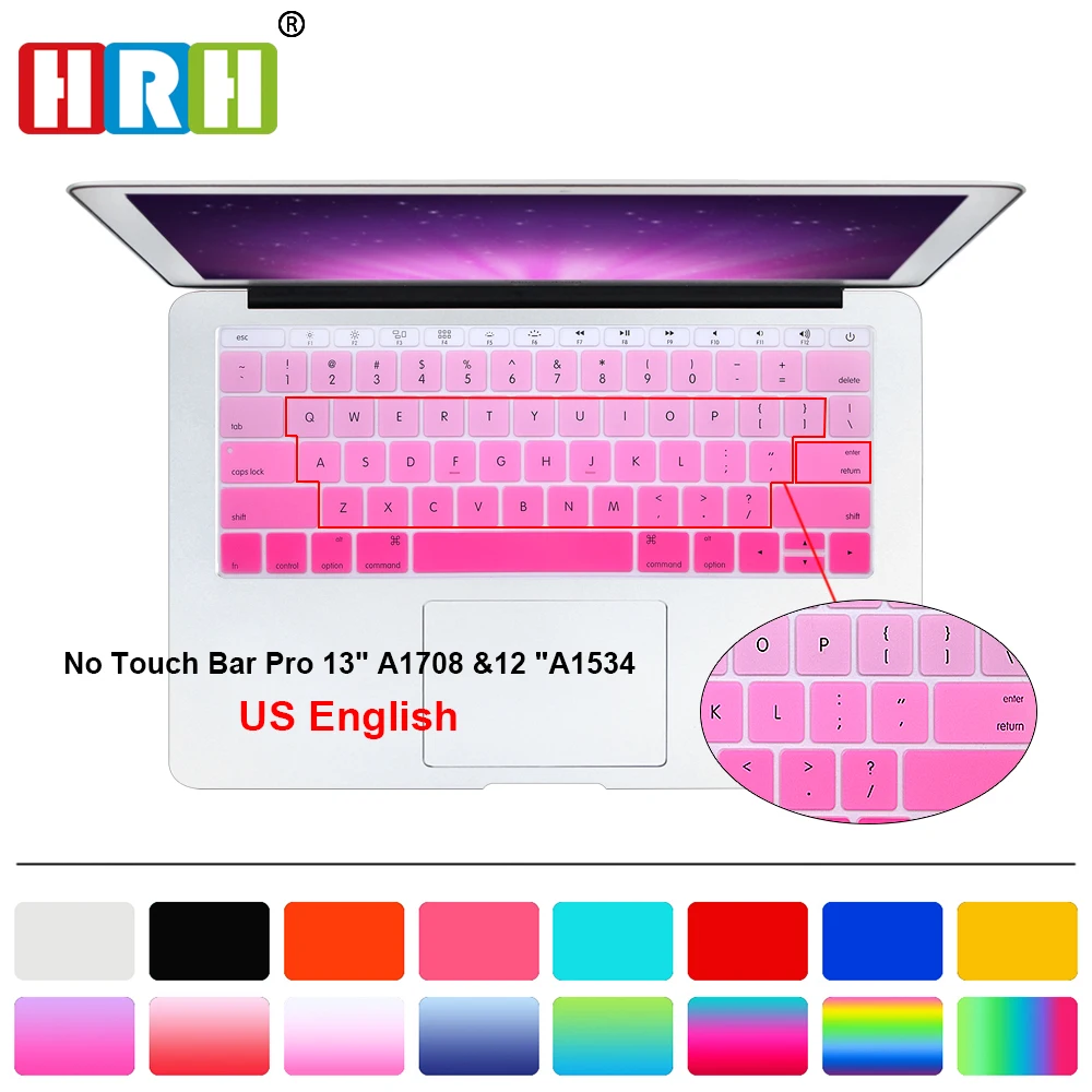 Радужная накладка на клавиатуру HRH Ombre силиконовый чехол для Macbook New Pro 13 дюймов A1708