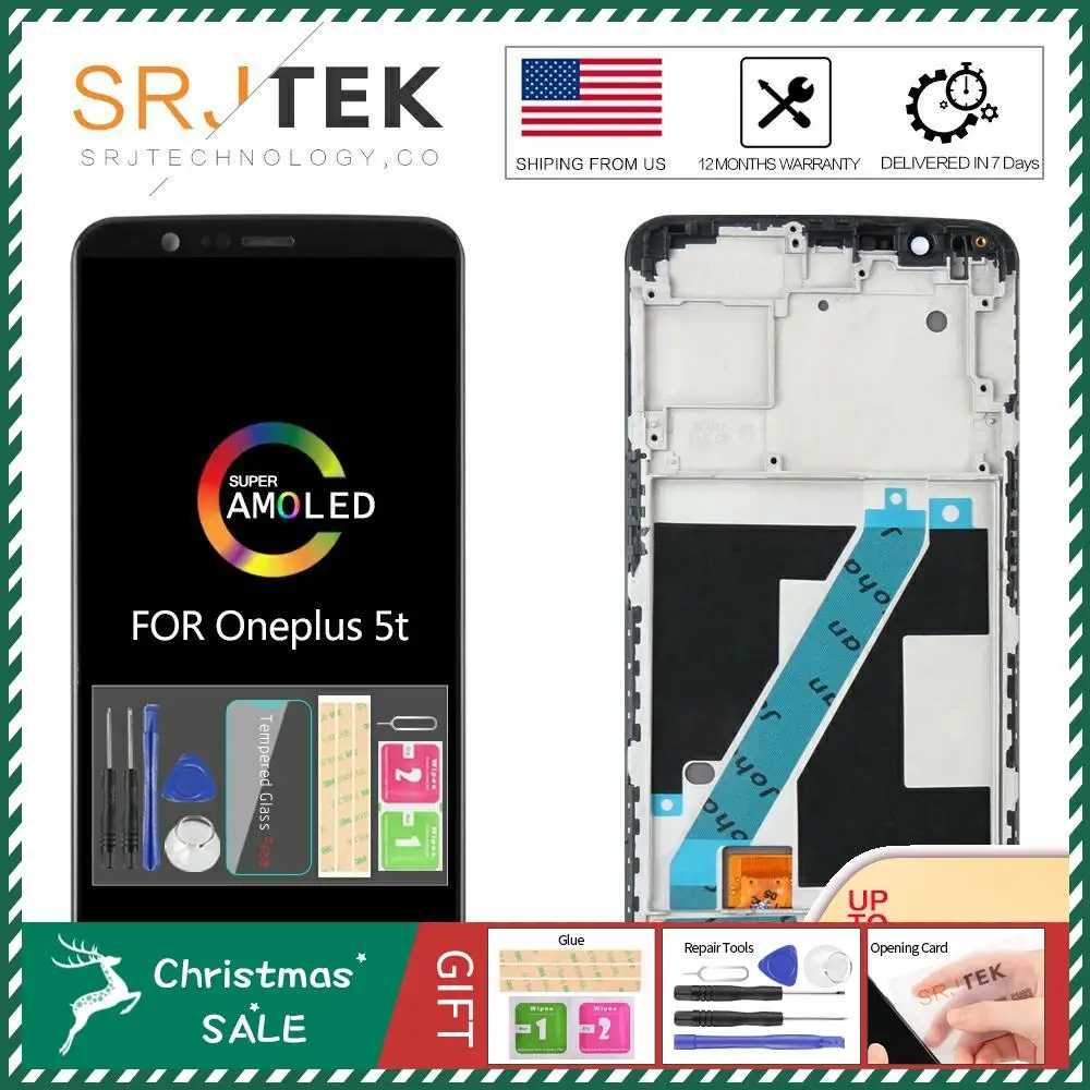 Для Oneplus 5T A5010 ЖК-сенсорная дигитайзер панель стеклянная сборка для OnePlus 5T экран дисплея пять рамок для One Plus 5T дисплей