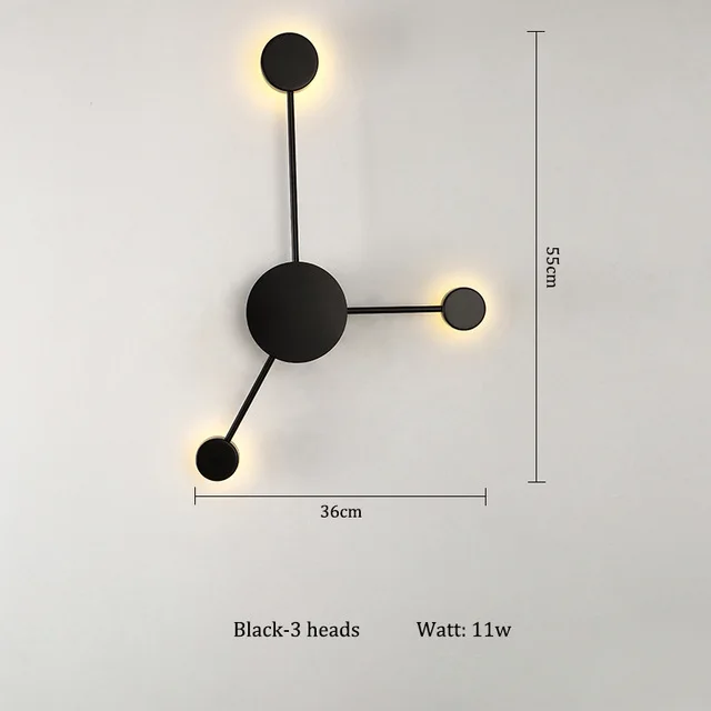 Современный настенный светильник в скандинавском стиле, прикроватный настенный светильник для гостиной, спальни, черный, золотой, белый, домашний декор для детской комнаты, Wandlamp ac220в - Цвет абажура: Black -3 Heads