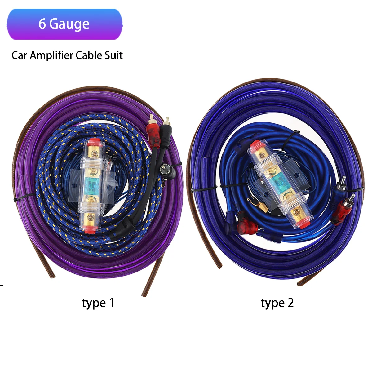 1 Set 6 Gauge Car Speaker Subwoofer Cable Wiring Amplifier Installation Kit Audio Wire Power Line Fuse Holder Suit audio cable audio speaker cable car stereo accessories audio signal cable audio speaker wiring kit electronic wire cable electrical wire cable car amplifier wiring kit
