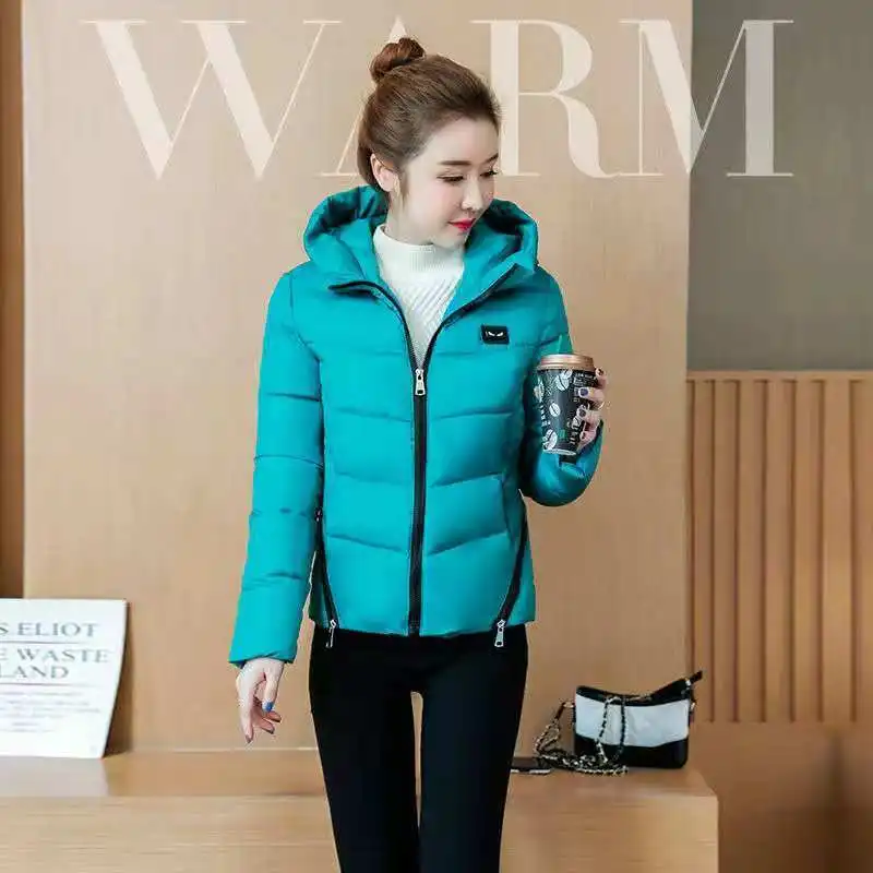 

Winter Parka Jacket Women Short Coat Down Cotton Female Warm Thick Clothing Autumn Outerwear Quilted Fall Sport Hooded Zipper