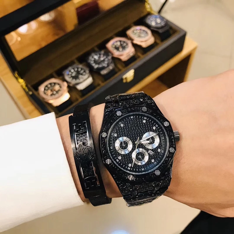 

Fashion Brand Men's Watch Quartz Movement ap Watch Palace Court Carved Pattern Case Luxury aaa Watch