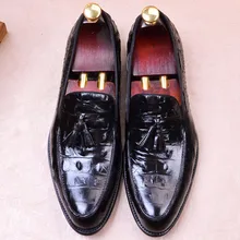New Handmade crocodile Dress Shoes Men Genuine Leather tassel Party Wedding Office Men's Oxford Formal designer shoes New Handmade crocodile Dress Shoes Men Genuine Leather tassel Party Wedding Office Men's Oxford Formal designer shoes