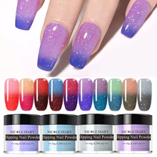 NICOLE дневник термальный Dip порошок для ногтей Блеск 10 мл изменение температуры окунания ногтей Блестящий сверкающий хромированный пыль дизайн ногтей Декор