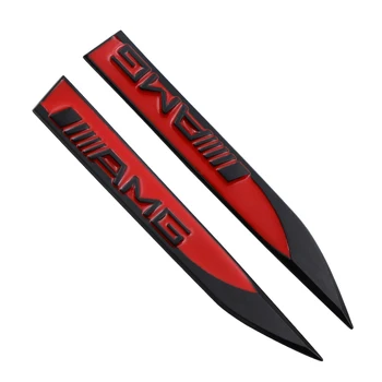 

2pcs For Mercedes benz A B R G Class GLK GLA C200 E200 C200L S400 S500 Metal car blade sticker car body labeling Car accessories