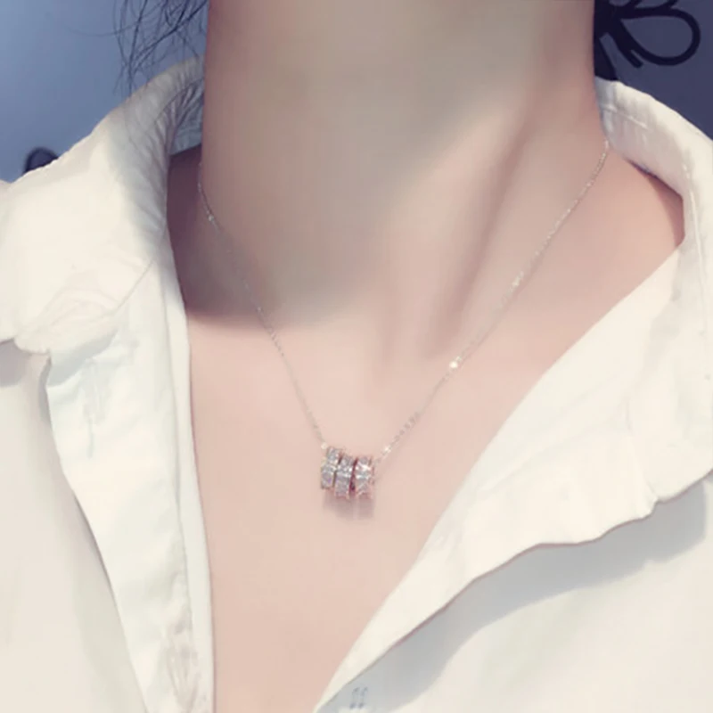 Hot Sale 3 Colors Super Shine Exquisite CZ Circle Necklace for Women AAA Bling Cubic Zircon Temperament Clavicle Chain Jewelry - Image 2